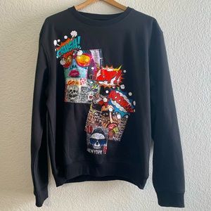 Rutherford Fall Winter 2021 Crewneck Black Pullover Graphic Sweatshirt - Large
